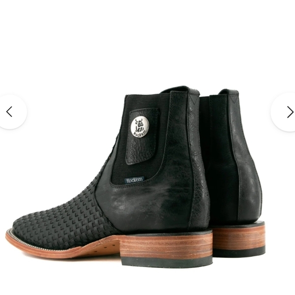 NIB Rock Em France Square Toe Men Ankle Boot - Black - 6 - Picture 3 of 10